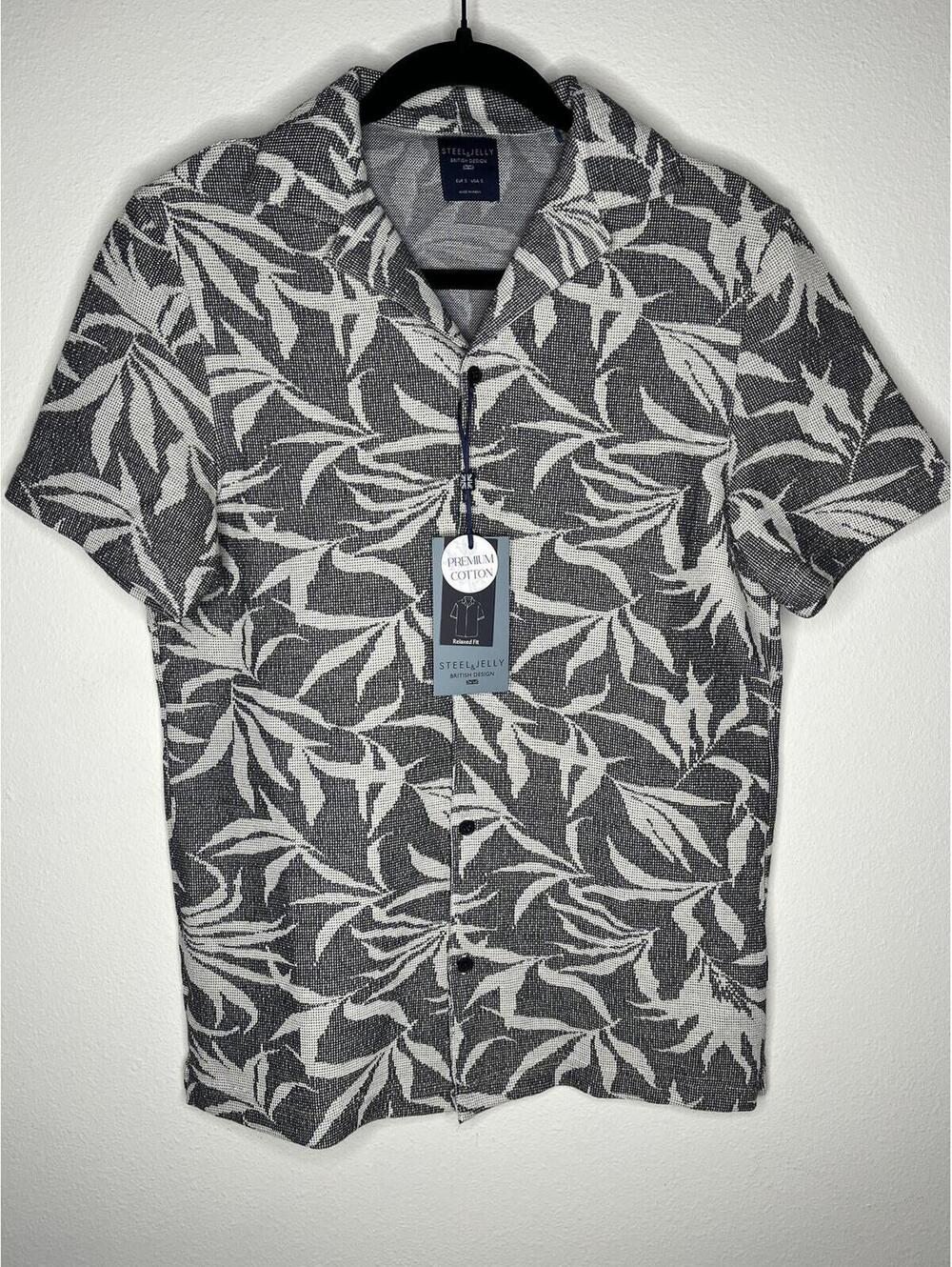 NWT Steel & Jelly Neutral Navy/White/Oval Button Down Shirt Size Small